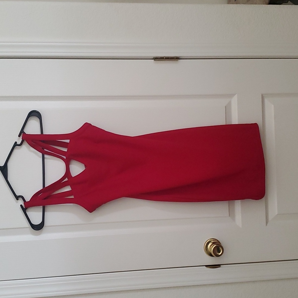 RED lulu's bodycon cage-top mini-dress